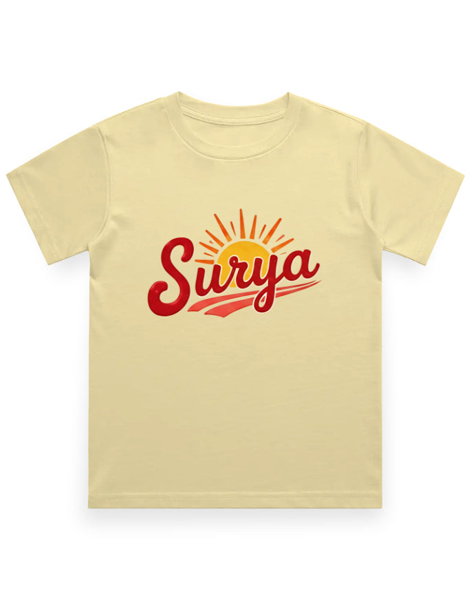Surya Name T-Shirt for Kids (Personalized Sun Theme)