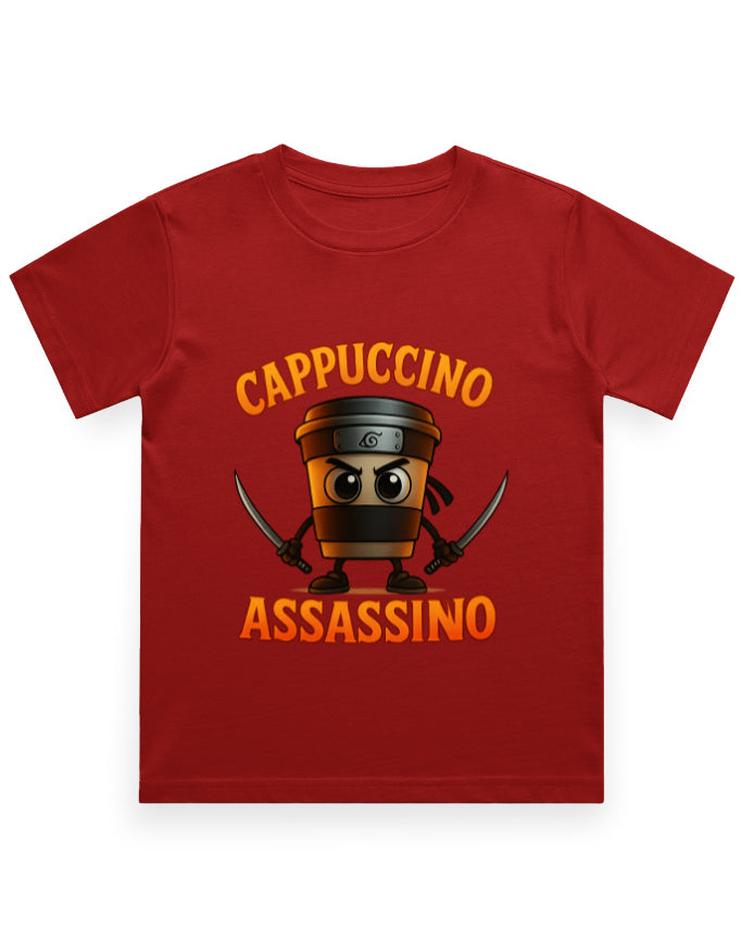 Italian Brainrot Kids Crew Neck T-Shirt (Cappuccino Assassino)