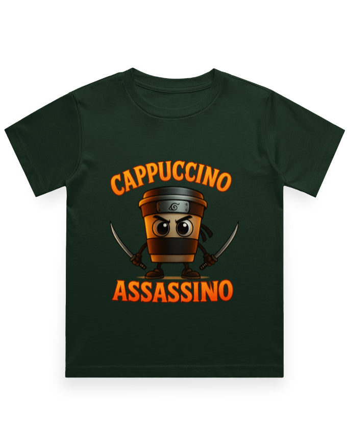 Italian Brainrot Kids Crew Neck T-Shirt (Cappuccino Assassino)
