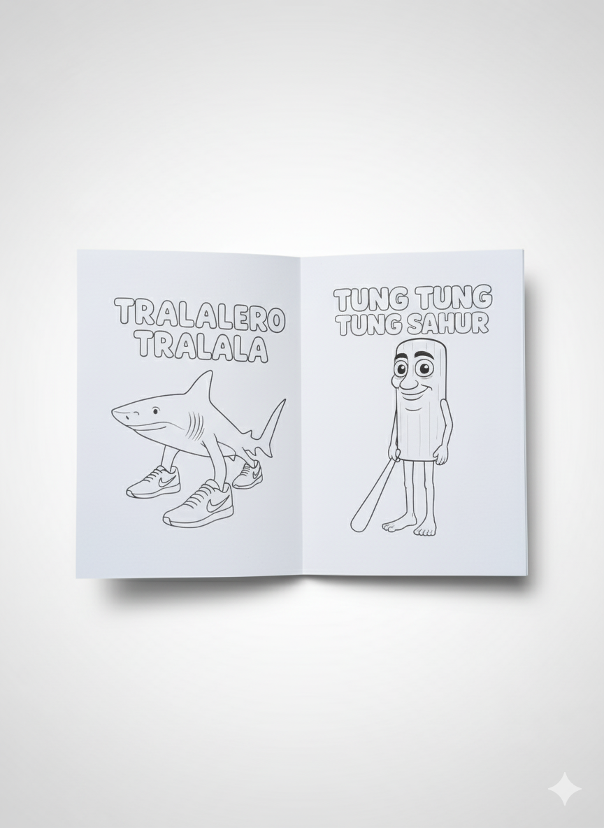 Italian Brainrot Characters Coloring Book