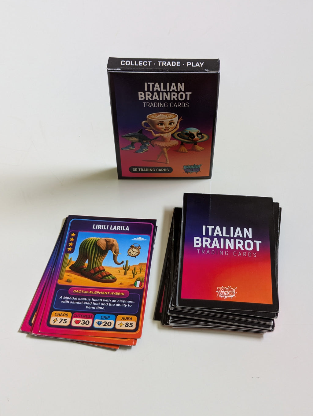 Italian Brainrot Trading Cards Pack (30 Collectible Cards Game with Unique Characters)