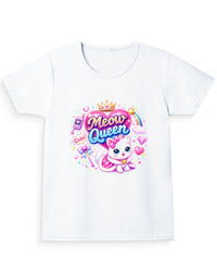 Y2K Tops for Girls – “Meow Queen” Cute Cat Graphic Kids Top | Regular Fit Kids/Teen Girls T-Shirt